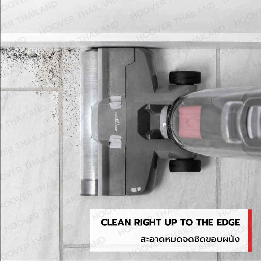 เครื่องดูดฝุ่น ถูพื้น ด้ามจับ HOOVER STREAMLINE ทำความสะอาดชิดขอบผนัง และระบบทำความสะอาดด้วยตัวเอง (สายไฟยาว 7.6 เมตร)  สีเทาดำ